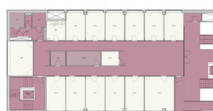 Locations of the group rooms in building 2610 4. floor